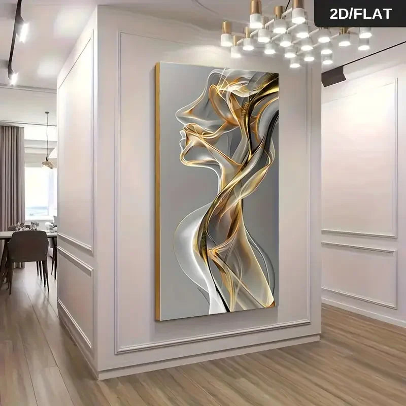 Abstract wall art in a modern interior setting