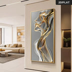 Abstract Flowing Portrait Wall Art Fine Art Canvas Print Grey Black Golden Picture For Modern Entranceway Hallway Reception Room Decor