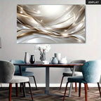 Abstract Flowing Silver Ripple Wall Art Fine Art Canvas Print Picture For Modern Apartment Living Room Above The Sofa Art For Above The Bed
