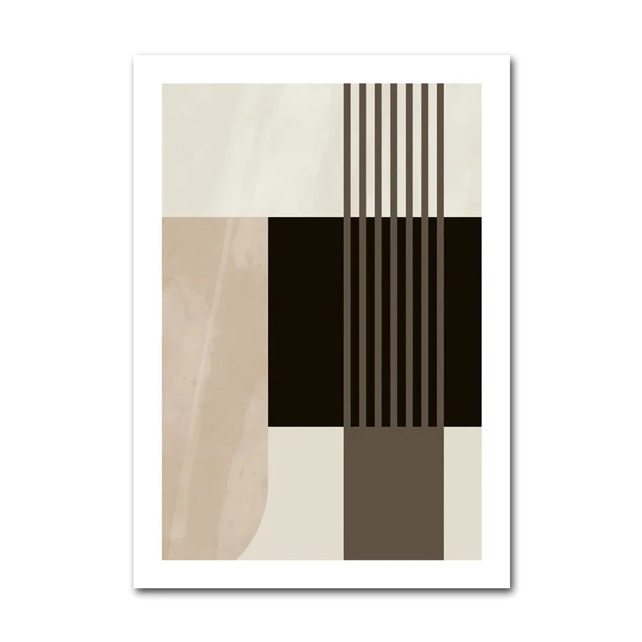 Abstract Geometric Color Blocks Wall Art Fine Art Canvas Prints Neutral Colors Pictures For Modern Living Room Art For Contemporary Interiors