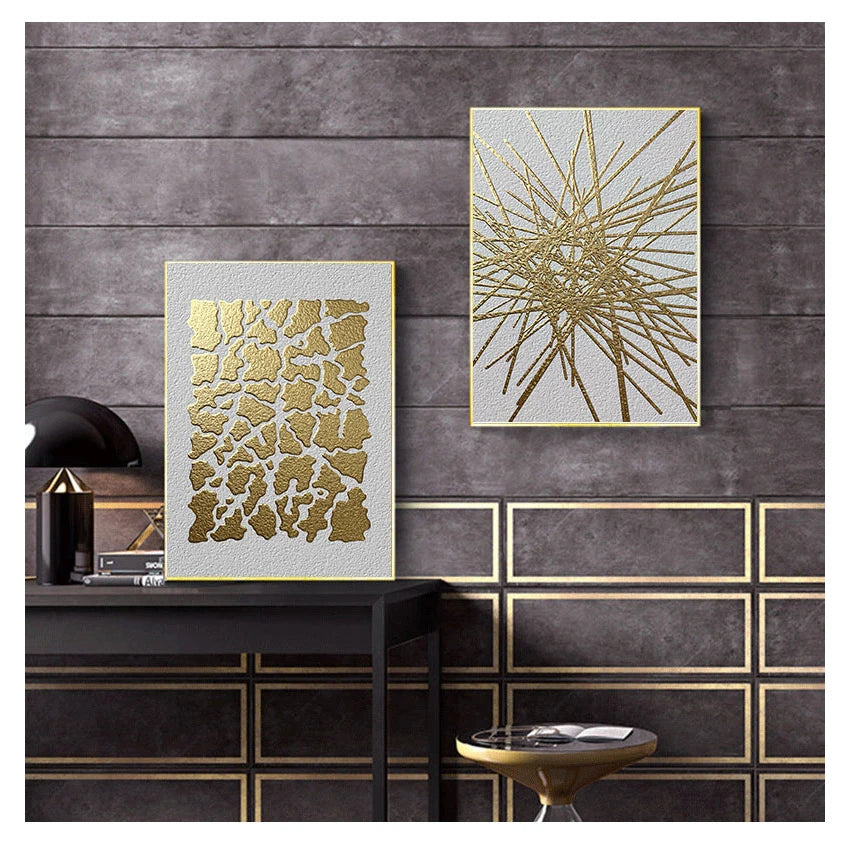 Abstract Geometric Formations Black Golden Wall Art Fine Art Canvas Prints Modern Aesthetics Art Pictures For Living Room Home Office Decor 2025