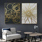 Abstract Geometric Formations Black Golden Wall Art Fine Art Canvas Prints Modern Aesthetics Art Pictures For Living Room Home Office Decor 2025