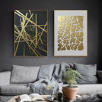 Abstract Geometric Formations Black Golden Wall Art Fine Art Canvas Prints Modern Aesthetics Art Pictures For Living Room Home Office Decor 2025