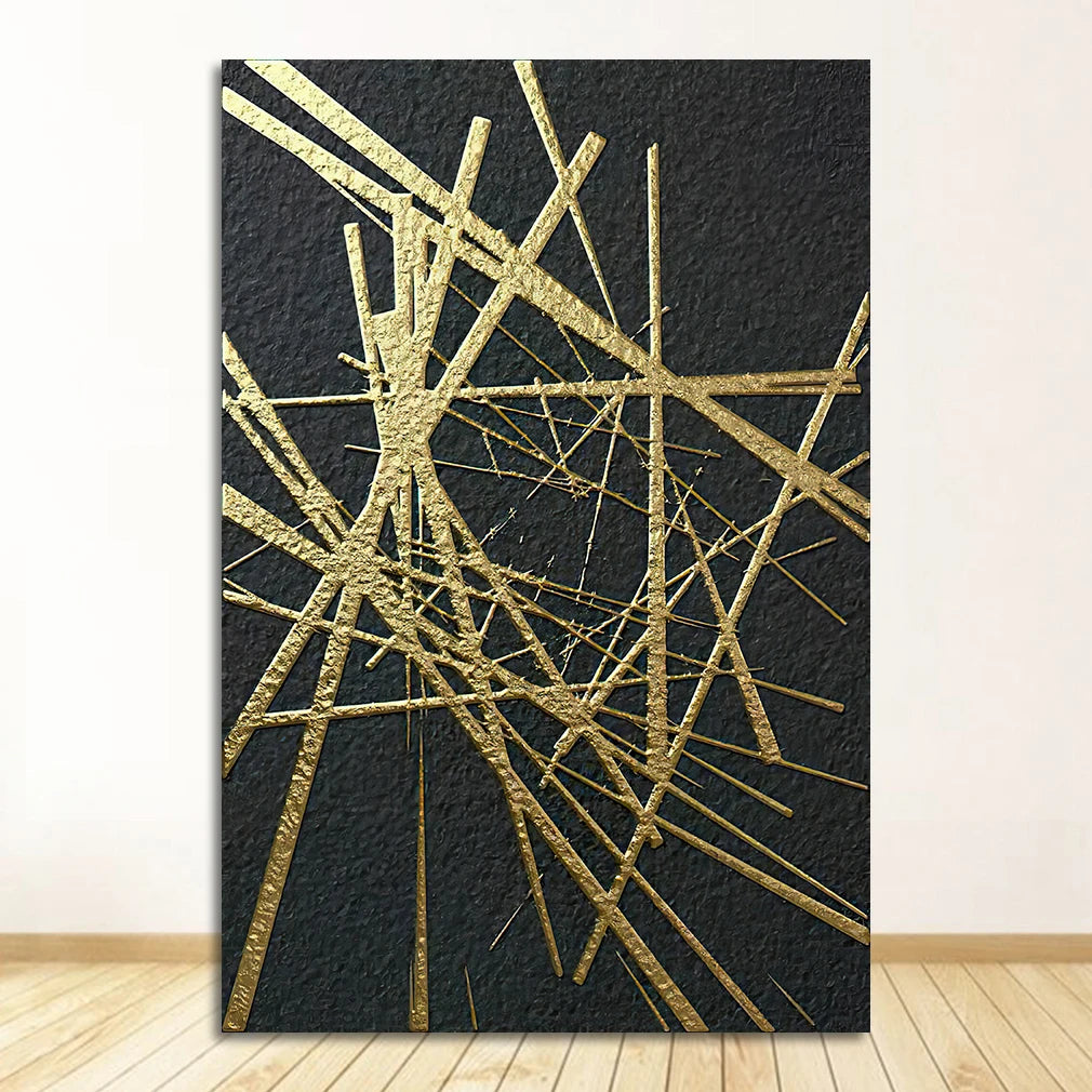 Abstract Geometric Formations Black Golden Wall Art Fine Art Canvas Prints Modern Aesthetics Art Pictures For Living Room Home Office Decor 2025