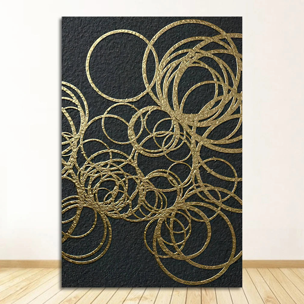 Abstract Geometric Formations Black Golden Wall Art Fine Art Canvas Prints Modern Aesthetics Art Pictures For Living Room Home Office Decor 2025