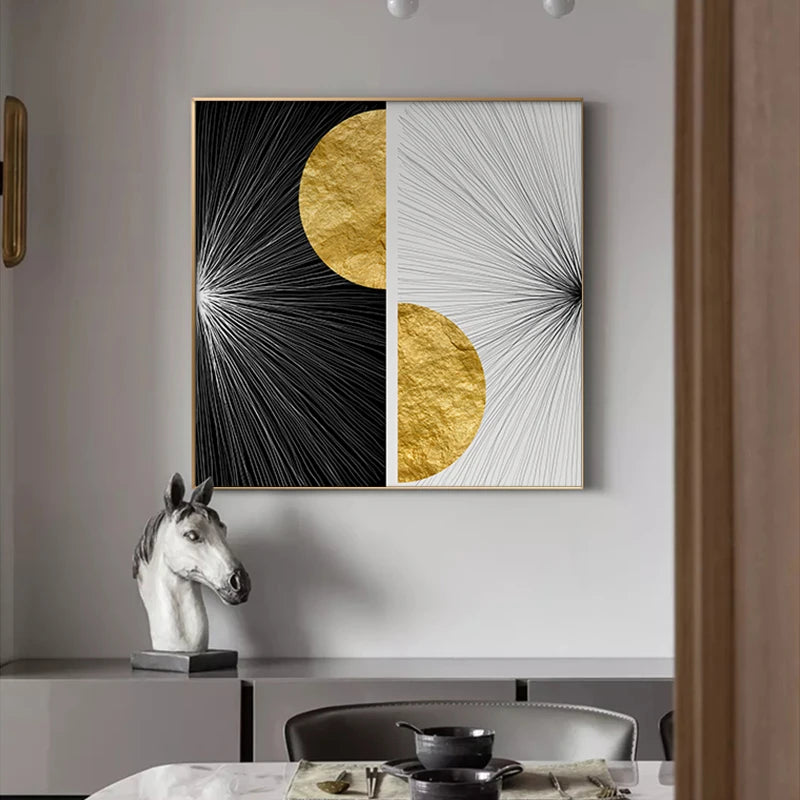 Abstract Golden Geometric Canvas Painting Lines Poster Print Modern Wall Pictures for Living Room Home Decor Nordic Wall Art