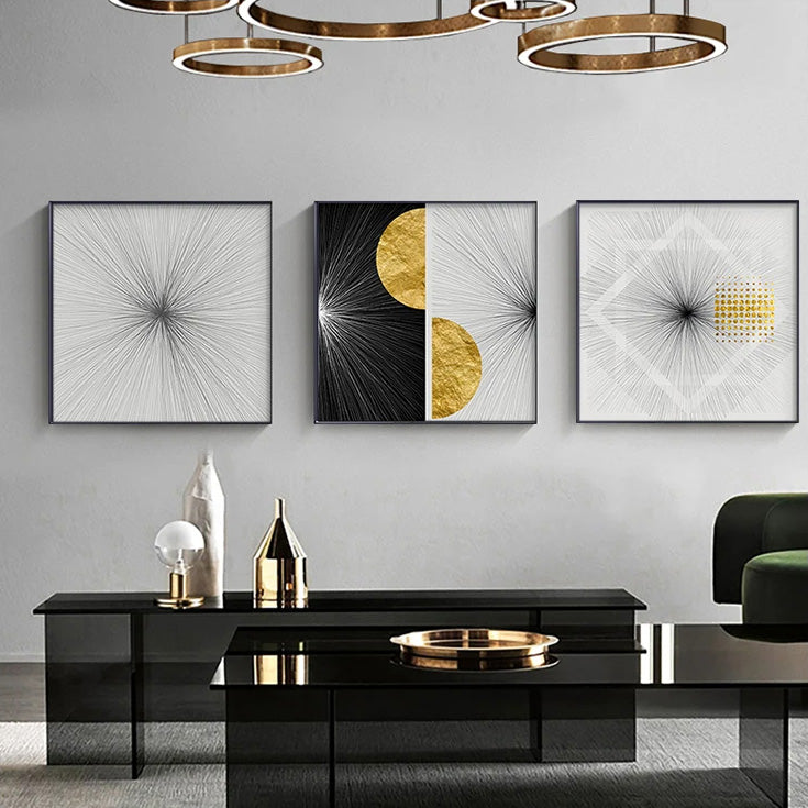 Abstract Golden Geometric Canvas Painting Lines Poster Print Modern Wall Pictures for Living Room Home Decor Nordic Wall Art