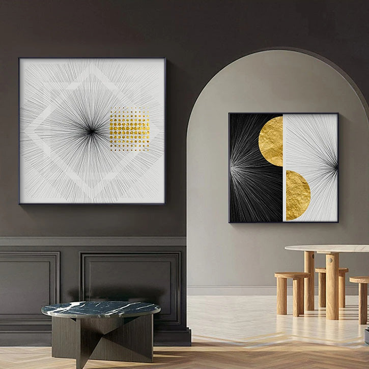 Abstract Golden Geometric Canvas Painting Lines Poster Print Modern Wall Pictures for Living Room Home Decor Nordic Wall Art
