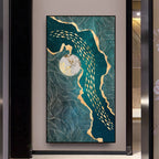 Abstract Green Aqua Auspicious Wall Art Fine Art Canvas Prints Modern Pictures For Living Room Dining Room Light Luxury Foyer Art Decor