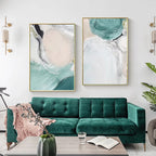Abstract Green Aqua Sandy Beach Seascape Wall Art Fine Art Canvas Prints Pictures For Modern Apartment Living Room Bedroom Art Decor