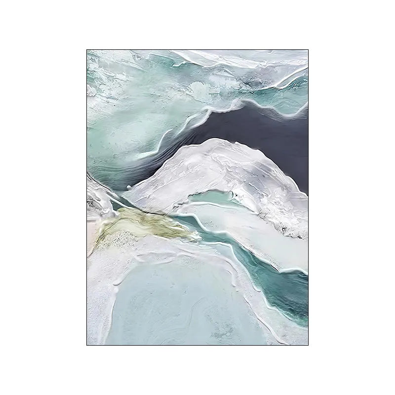 Abstract Green Aqua Sandy Beach Seascape Wall Art Fine Art Canvas Prints Pictures For Modern Apartment Living Room Bedroom Art Decor