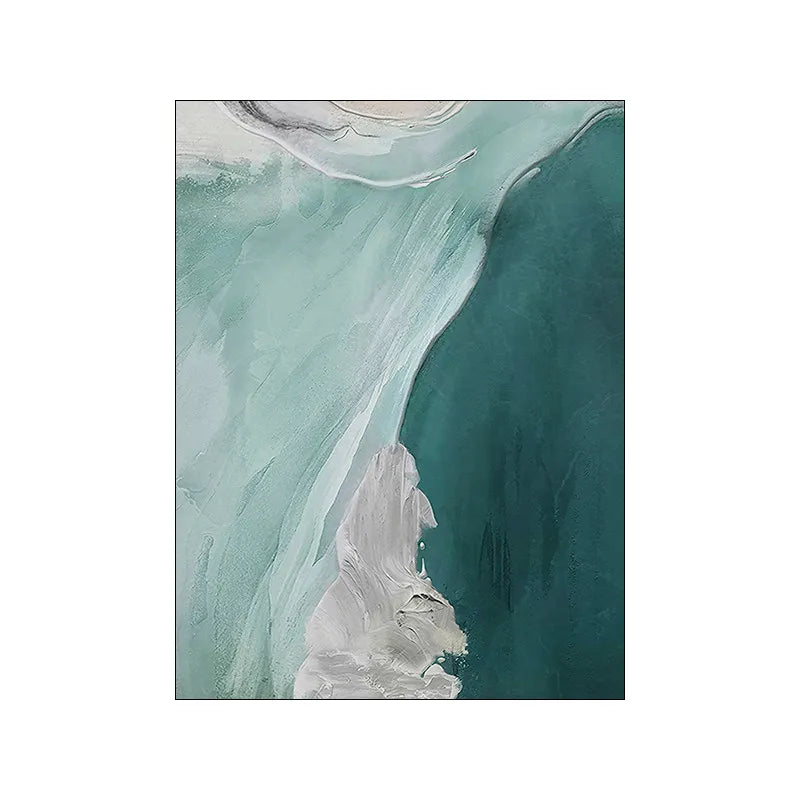 Abstract Green Aqua Sandy Beach Seascape Wall Art Fine Art Canvas Prints Pictures For Modern Apartment Living Room Bedroom Art Decor