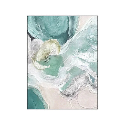 Abstract Green Aqua Sandy Beach Seascape Wall Art Fine Art Canvas Prints Pictures For Modern Apartment Living Room Bedroom Art Decor