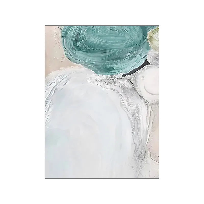 Abstract Green Aqua Sandy Beach Seascape Wall Art Fine Art Canvas Prints Pictures For Modern Apartment Living Room Bedroom Art Decor