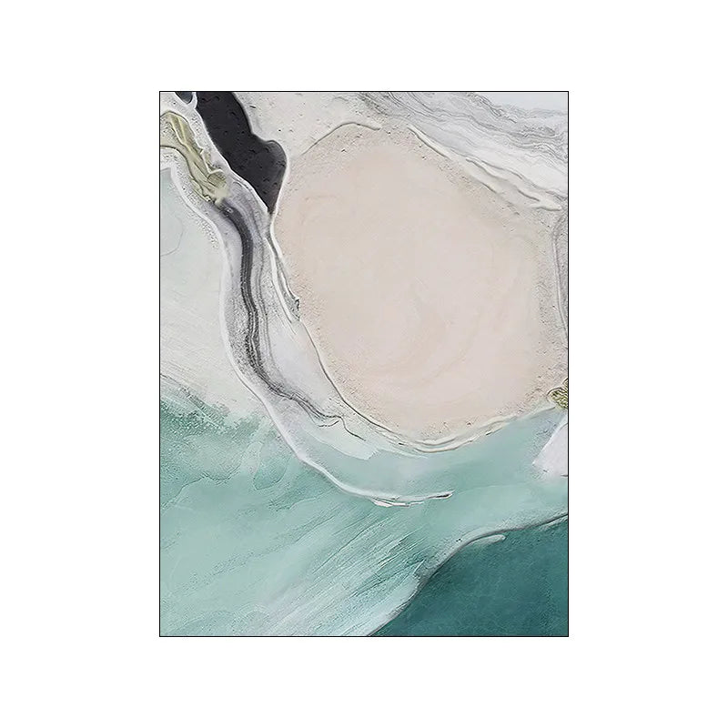 Abstract Green Aqua Sandy Beach Seascape Wall Art Fine Art Canvas Prints Pictures For Modern Apartment Living Room Bedroom Art Decor