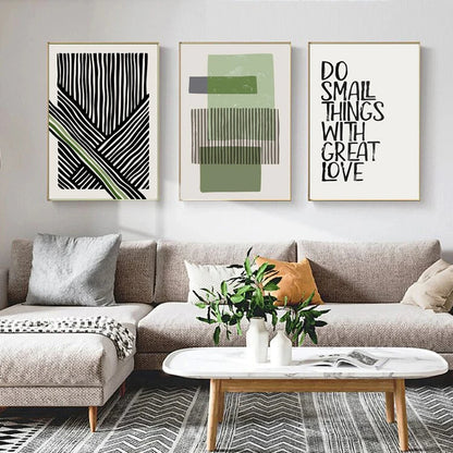 Abstract Green Geometric Line Art Wall Art Fine Art Canvas Prints Pictures For Modern Apartment Living Room Home Office Art Decor