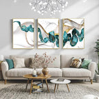 Abstract Green Jade Flowing Bio-Ribbon Wall Art Fine Art Canvas Prints Chic Pictures For Living Room Dining Room Modern Home Decor