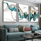 Abstract Green Jade Flowing Bio-Ribbon Wall Art Fine Art Canvas Prints Chic Pictures For Living Room Dining Room Modern Home Decor