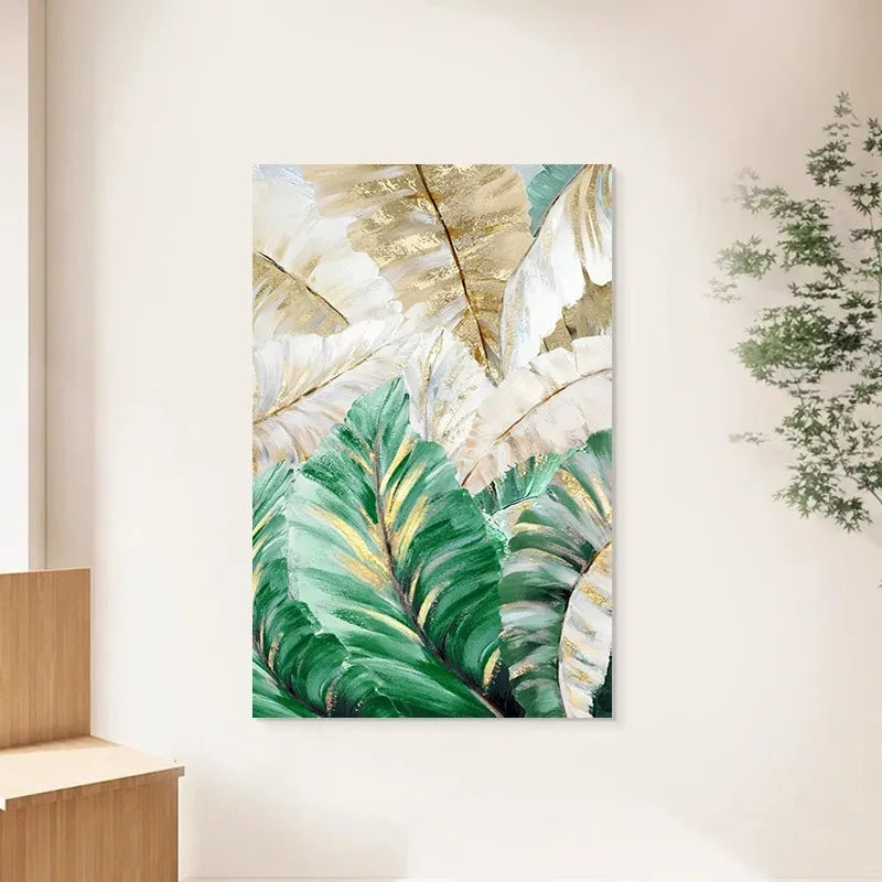 Abstract Green Leaves Modern Botanical Abstract Green Leaves Wall Art Fine Art Canvas Prints Pictures For Living Room Dining Room Art Decor 2025