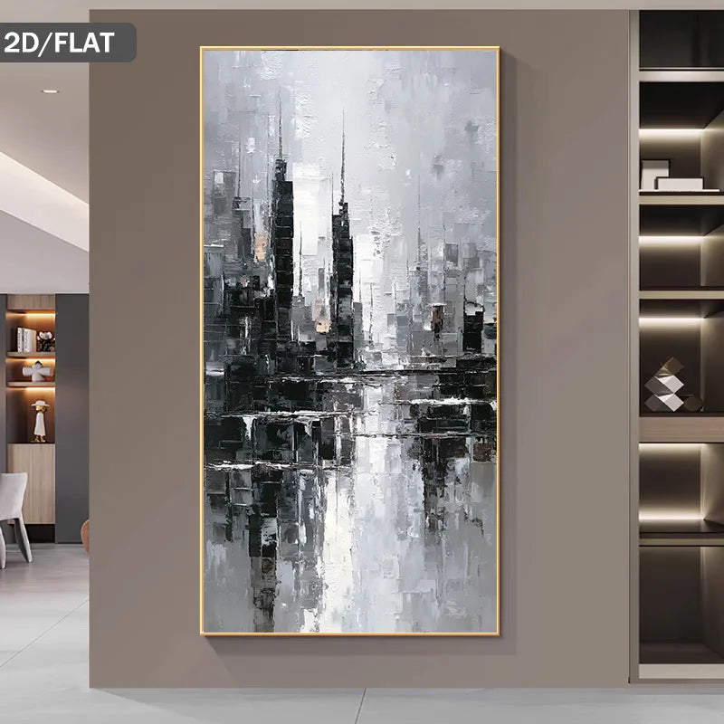 Abstract art painting in a modern interior setting