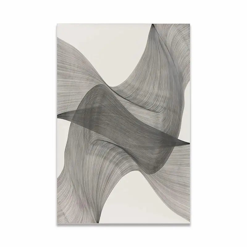 Abstract art print with wavy lines on a light background