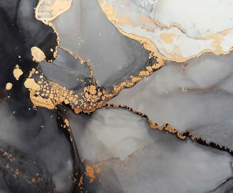 Abstract Grey Golden Veined Marble Print Wall Art Fine Art Canvas Prints Posters Pictures For Modern Apartment Living Room Art Decoration