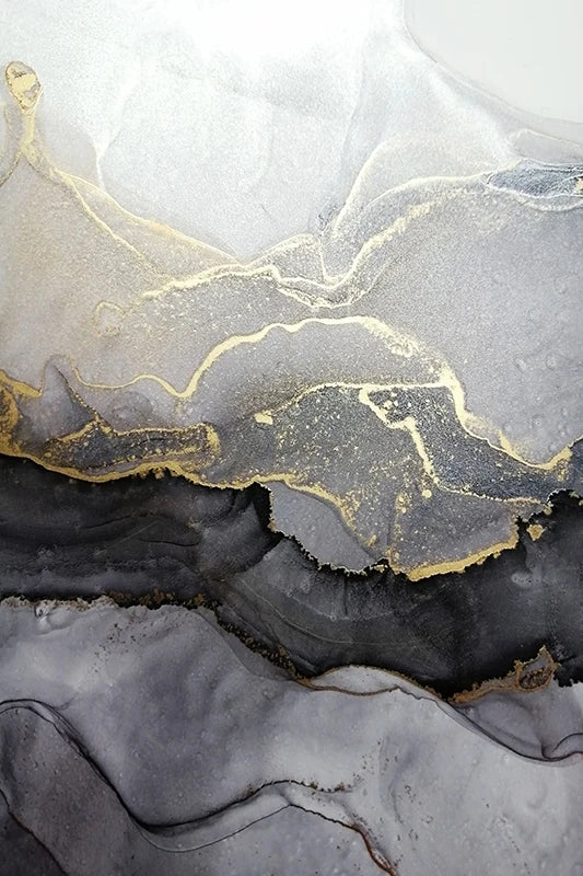 Abstract Grey Golden Veined Marble Print Wall Art Fine Art Canvas Prints Posters Pictures For Modern Apartment Living Room Art Decoration
