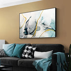 Abstract Grey Jade Green Golden Marble Print Abstract Wall Art Fine Art Canvas Prints Pictures For Modern Living Room Home Office Art Decor