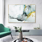 Abstract Grey Jade Green Golden Marble Print Abstract Wall Art Fine Art Canvas Prints Pictures For Modern Living Room Home Office Art Decor