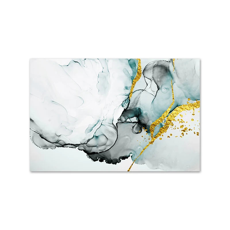 Abstract Grey Jade Green Golden Marble Print Abstract Wall Art Fine Art Canvas Prints Pictures For Modern Living Room Home Office Art Decor 2024