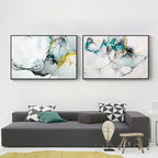 Abstract Grey Jade Green Golden Marble Print Abstract Wall Art Fine Art Canvas Prints Pictures For Modern Living Room Home Office Art Decor