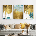 Abstract Liquid Golden Aqua Marble Wall Art Fine Art Canvas Prints Pictures For Living Dining Room Nordic Art For Modern Apartment