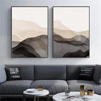 Abstract Minimalist Boho Mountain Black Beige Vintage Wall Art Canvas Painting Posters Prints Wall Pictures Living Room Decor