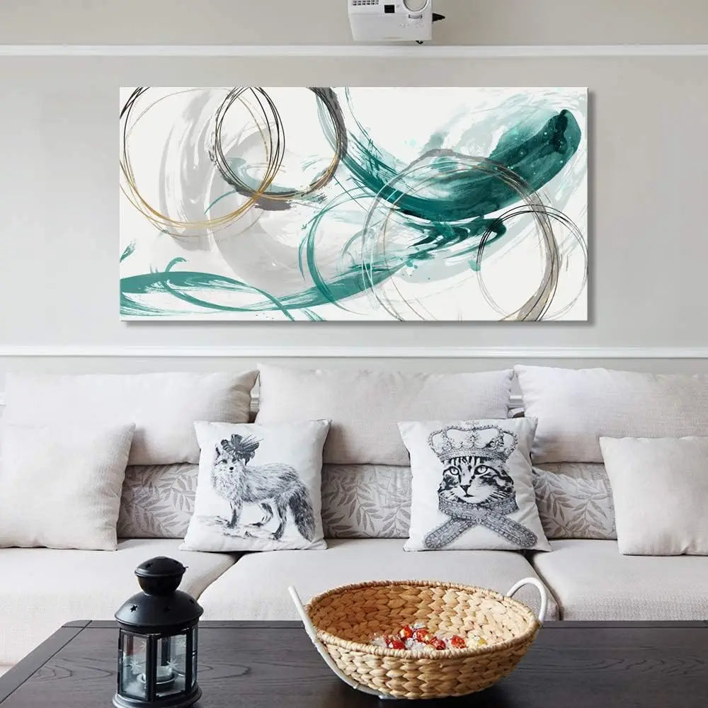 Abstract Minimalist Golden Grey Green Flowing Wall Art Fine Art Canvas Prints Pictures For Living Room Dining Room Modern Bedroom Art Decor