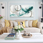 Abstract Minimalist Golden Grey Green Flowing Wall Art Fine Art Canvas Prints Pictures For Living Room Dining Room Modern Bedroom Art Decor