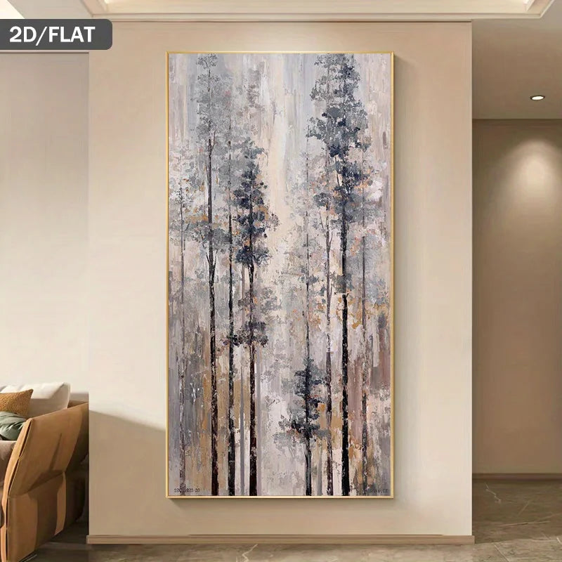 Abstract Misty Forest Landscape Wall Art Fine Art Canvas Print Neutral Tones Artwork For Modern Apartment Entrance Hallway Foyer Art Decor