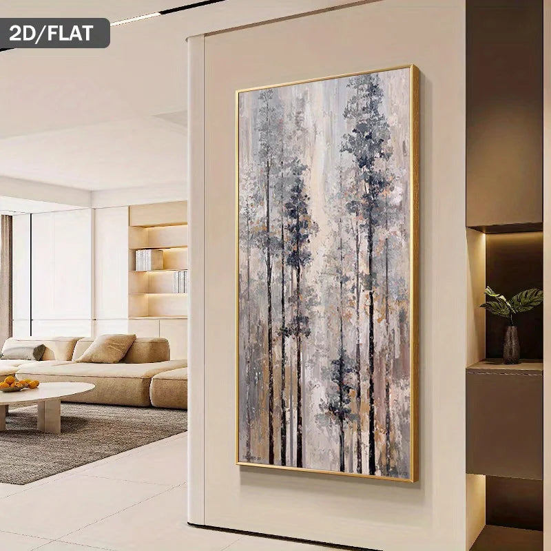 Abstract Misty Forest Landscape Wall Art Fine Art Canvas Print Neutral Tones Artwork For Modern Apartment Entrance Hallway Foyer Art Decor