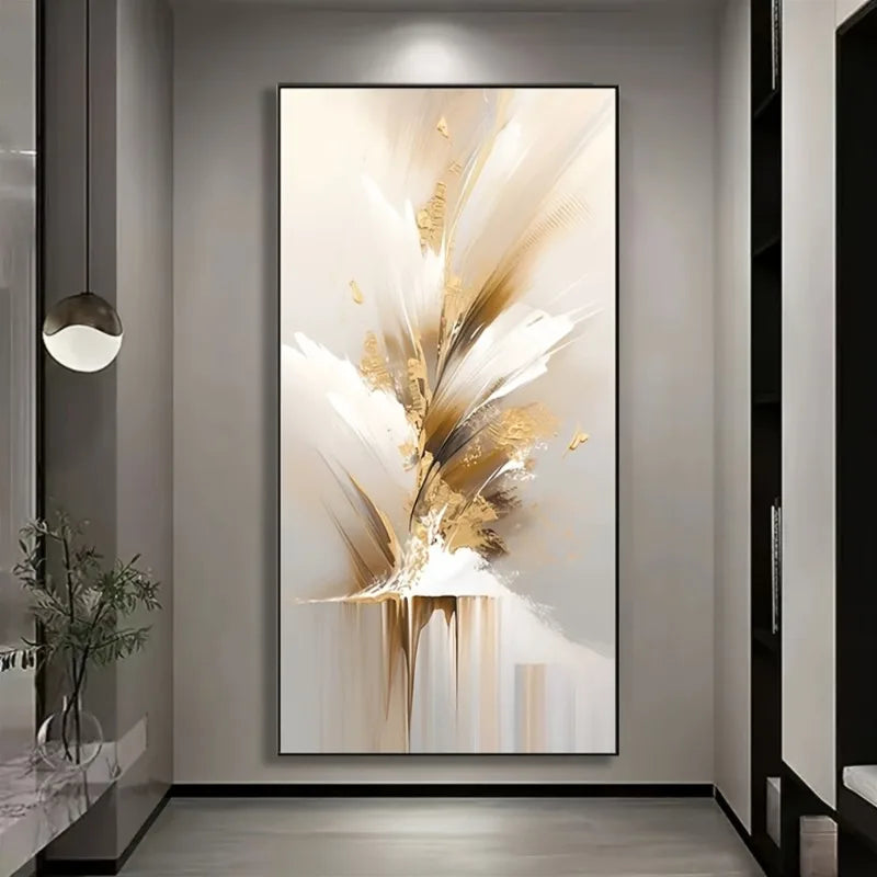 Abstract art painting in a modern interior setting