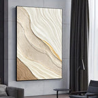 Abstract wall art in a modern living room setting