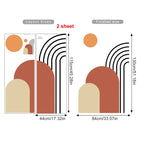 Abstract Rainbow Sun Arch Wall Mural - Orange Beige & Terracotta Vinyl Wall Decal For Living Room, Entranceway, Creative Peel & Stick DIY Home Decor