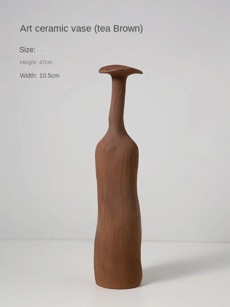Abstract Sculptural Ceramic and Porcelain Vases – Tall Organic‑Shaped Matte Art Terracotta Pottery for Modern Minimalist Home Décor Displays