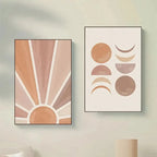 Abstract Terracotta Sun Rays Moon Phases Wall Art Fine Art Canvas Prints Posters Pictures For Modern Living Room Bedroom Art Decor