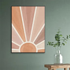 Abstract Terracotta Sun Rays Moon Phases Wall Art Fine Art Canvas Prints Posters Pictures For Modern Living Room Bedroom Art Decor