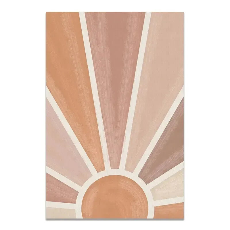 Abstract Terracotta Sun Rays Moon Phases Wall Art Fine Art Canvas Prints Posters Pictures For Modern Living Room Bedroom Art Decor