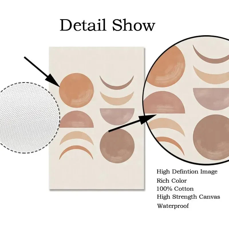 Abstract Terracotta Sun Rays Moon Phases Wall Art Fine Art Canvas Prints Posters Pictures For Modern Living Room Bedroom Art Decor