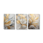 Abstract White Golden Leaves Floral Wall Art Fine Art Canvas Prints Modern Botanical Pictures For Living Room Dining Room Bedroom Art Decor