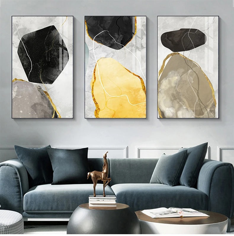 Abstract Zen Pebbles Wall Art Fine Art Canvas Prints Nordic Geomorphic Pictures For Living Room Bedroom Entrance Foyer Art Decor