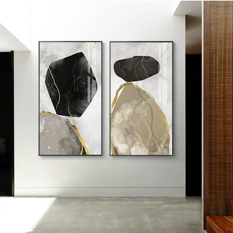Abstract Zen Pebbles Wall Art Fine Art Canvas Prints Nordic Geomorphic Pictures For Living Room Bedroom Entrance Foyer Art Decor