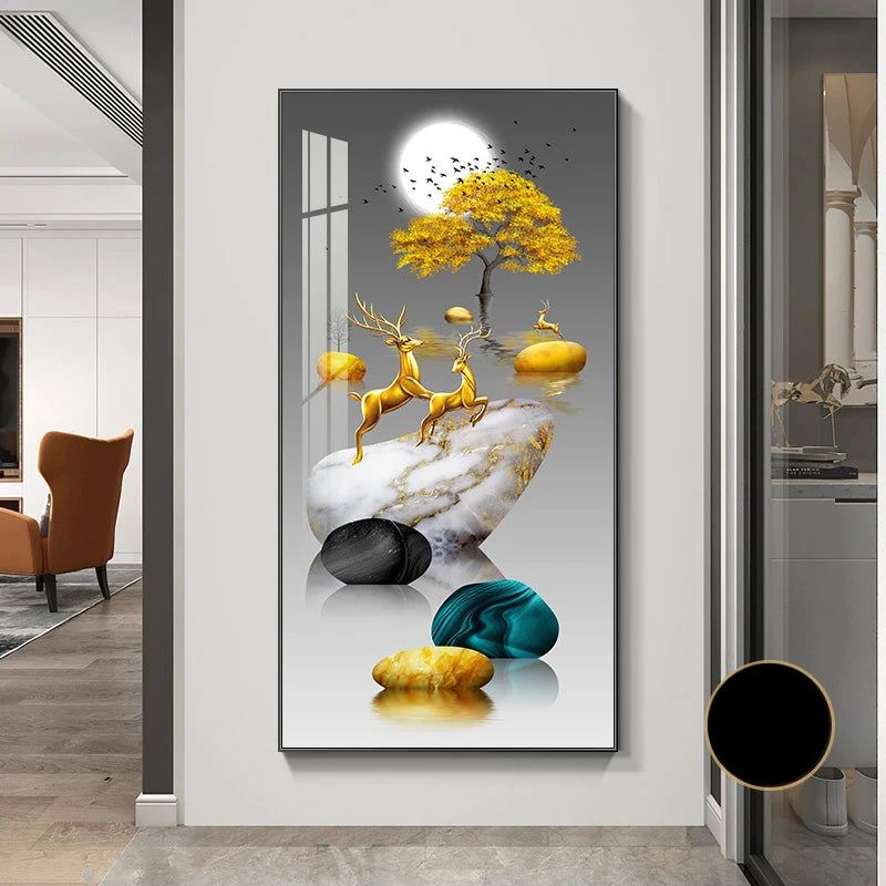 Abstract Zen Stone Feng Shui Wall Art Fine Art Canvas Prints Auspicious Wall Art For Living Room Dining Room Contemporary Foyer Art Decor