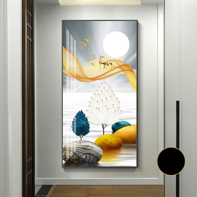 Abstract Zen Stone Feng Shui Wall Art Fine Art Canvas Prints Auspicious Wall Art For Living Room Dining Room Contemporary Foyer Art Decor